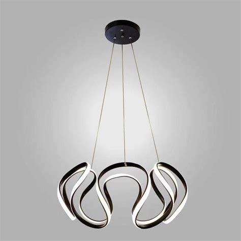 Lustre Pendente Moderno Curvas LED 50W Preto 4000K 55cm Bivolt Planet