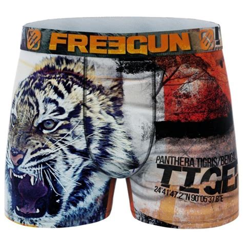 Freegun Boxer Homme Microfibre Recycl E Tig Orange Noir Premium