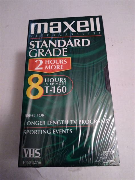 Maxell 8 Hour T 160 Standard Grade Blank Recordable VHS VCR Tape New