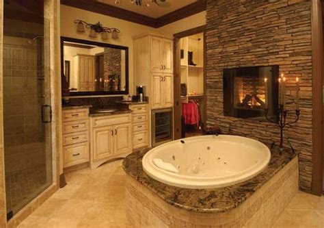 Luxury Bathroom With Fireplace