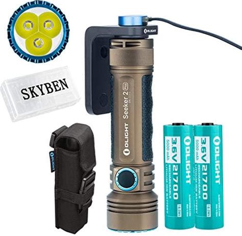 Olight Seeker 2 Pro 3200 Lumens Rechargeable Tactical Flashlight With 2 21700 Battery And Skyben