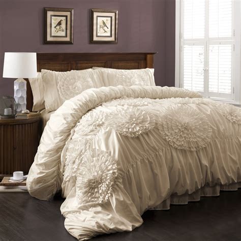 Lush Decor Serena 3 Piece Ivory King Comforter Set At