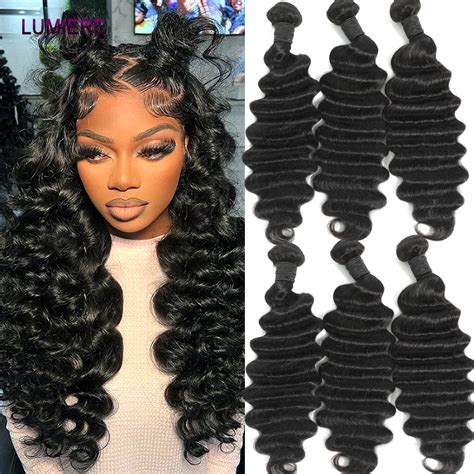 Tissage En Lot Deep Wave Naturel Remy Br Silien Extensions De Cheveux