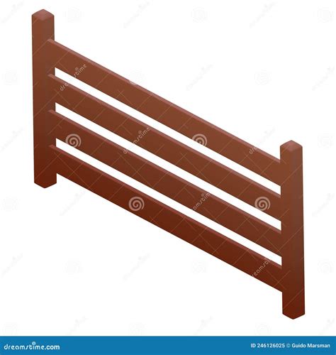 Wood Fence 3D Render Illustration Isometric View Isolated On White