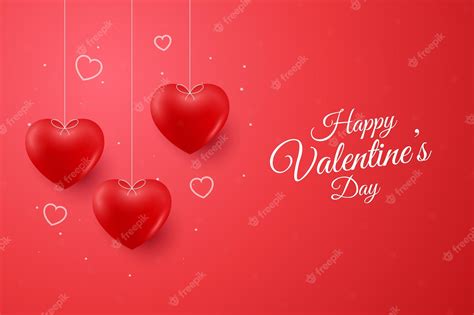 Premium Vector Happy Valentines Day Background With Realistic 3d Love Heart Romantic