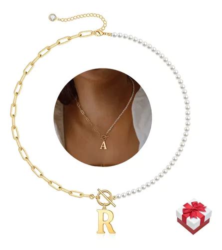 18k Collar De Perlas Mujer Chapado Oro Inicial Letra Regalo MercadoLibre