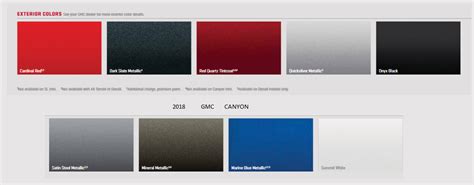 Gmc Canyon Paint Codes And Color Charts