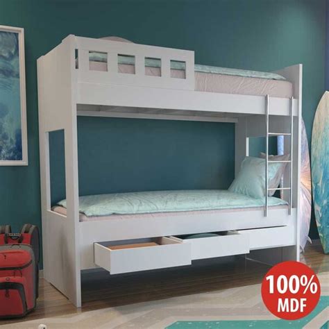 Beliche 3 Gavetas Escada E Grade De Proteção 100 Mdf 908911 Branco