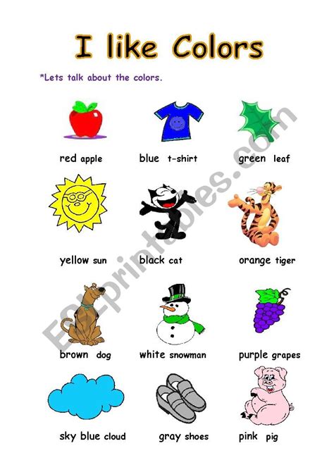 Colors Esl Worksheet By Doris Amelia