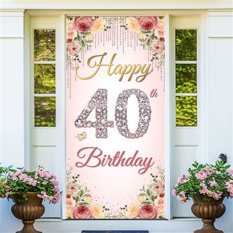 Amazon HTDZZI 40th Birthday Door Backdrop Banner Happy 40th