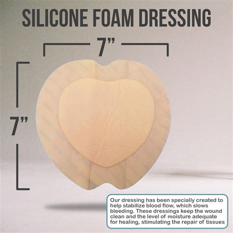 JJ CARE Silicone Foam Dressing Pack Of 5 7x7 Sacrum Silicone Foam