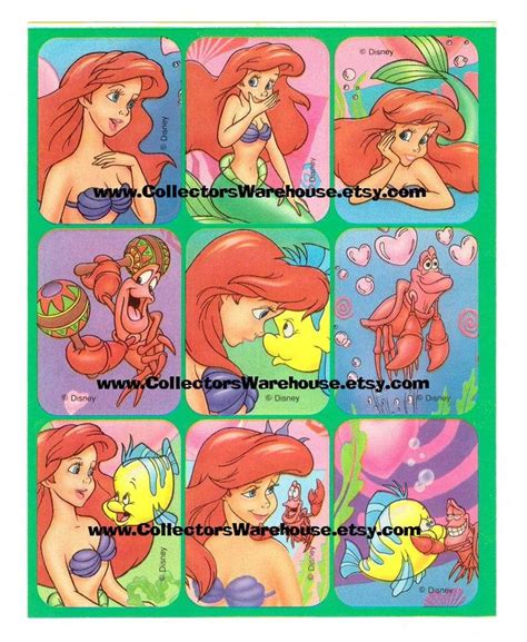 Disney S The Little Mermaid Sticker Sheet Vintage 90 S Etsy Mermaid Sticker Disney Little