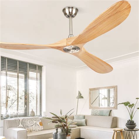 BOOSANT 52" Ceiling Fans without Lights, Solid Wood Ceiling Fan with R