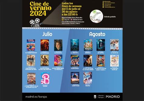 Cines de verano gratis en Madrid por distritos 2024 Días Horarios