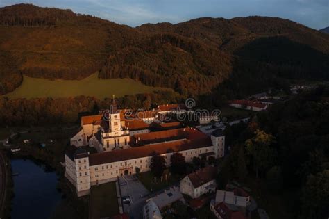 Drone Shot of a Monastery in the Town of Lilienfeld during Golden Hour ...