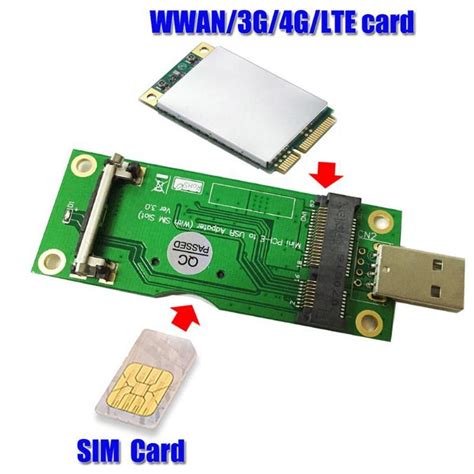 mini PCI E USB 変換アダプター SIMカードスロット付き WWAN LTEモジュール対応 B01ET7KFSQV3