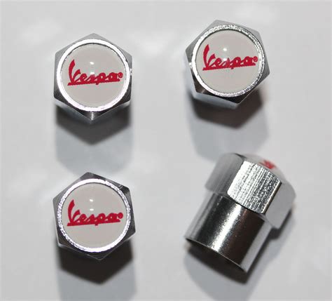 Vespa White Tire Valve Caps Plus Free Extra Cap Tire Valve Caps