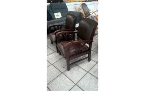 Achat FAUTEUIL COLONIAL L UN CUIR ET BOIS EXOTIQUE Occasion Grigny