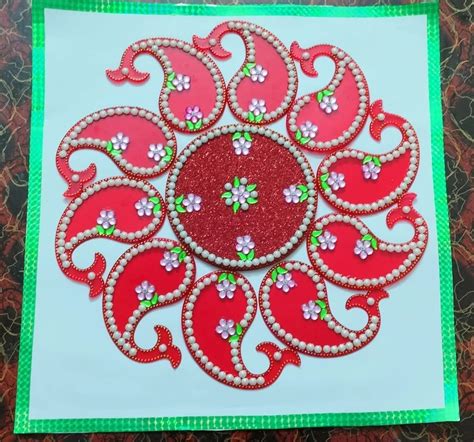 Red Acrylic Rearrangeable Rangoli Set For Home Packaging Type Packet