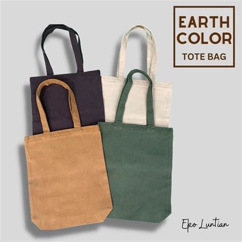 Plain Earth Color Canvas Tote Bag Katsa Canvas High Quality Shoulder