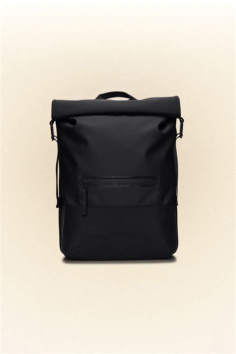 Rains Trail Rolltop Backpack In Black For Free Shipping