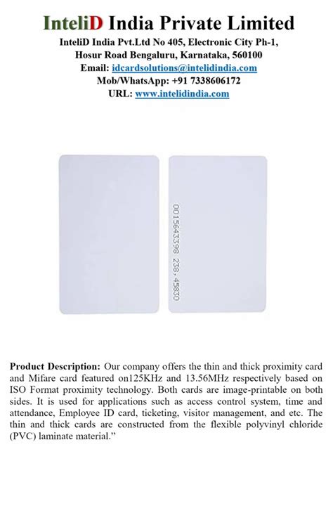 Proximity RFID 125 Khz Card Blank RFID Card Size Small At Rs 9 Piece