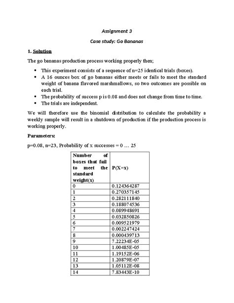Statistics case study go bananas - Solution Assignment 3 Case study: Go