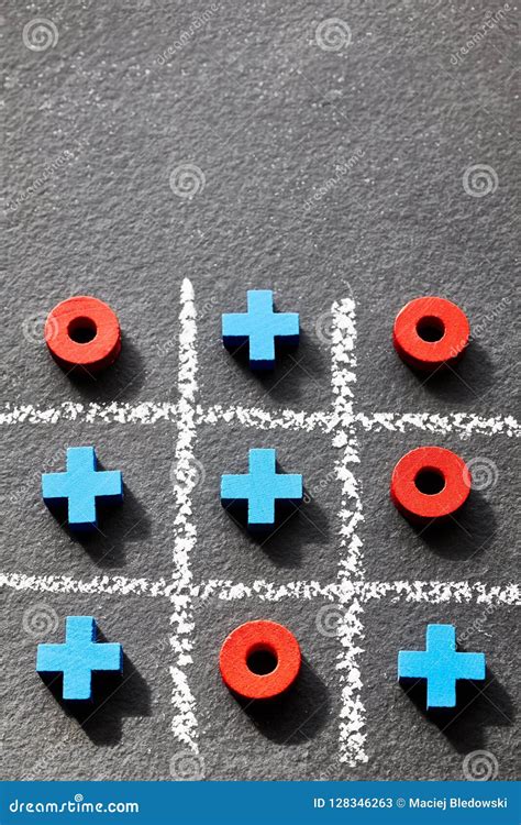 Tic Tac Toe Game Noughts And Crosses On Dark Background Stock Image