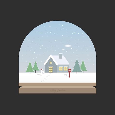 Premium Vector | Illustration of snow dome with snowfall