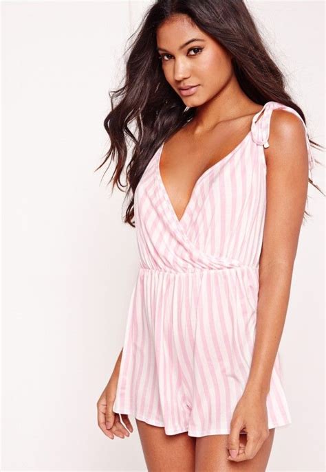 Missguided Striped Pyjama Teddy Pink Nightwear Women Sleepwear