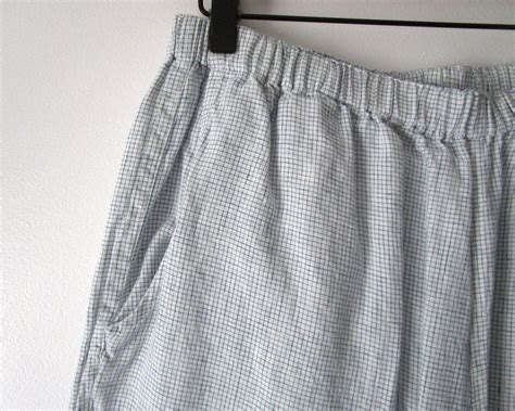 Linen Pant Set FLAX By Jeanne Engelhart White Blue Stripe Check Grid