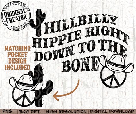 Western Png Single Color Hillbilly Hippie Right Down To The Etsy Canada