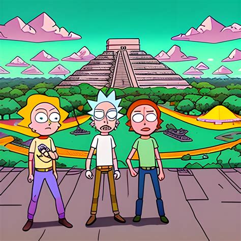 Rick Y Morty En Mexico Durante La Construccion De Las Piramides