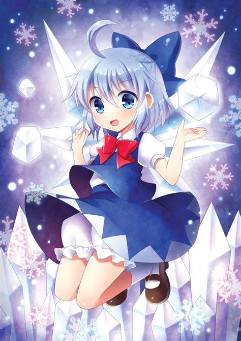 Safebooru 1girl Bloomers Blue Eyes Blue Hair Blush Bow Cirno Dress