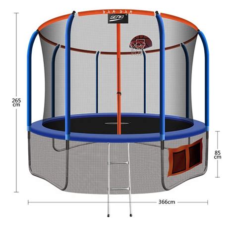 Genki 12ft Kids Round Trampoline with Safety Enclosure & Basketball Hoop | Crazy Sales