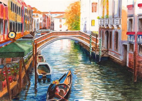 Afternoon on a canal in Venice Italy Painting by Dai Wynn - Pixels