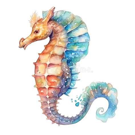 Marine Cheval De Mer Aquarelle Illustration Animaux Marins Clipart