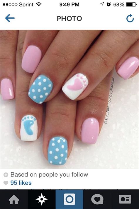 Gender Reveal Nails Gender Reveal Nails Baby Nail Art Baby Shower Nails