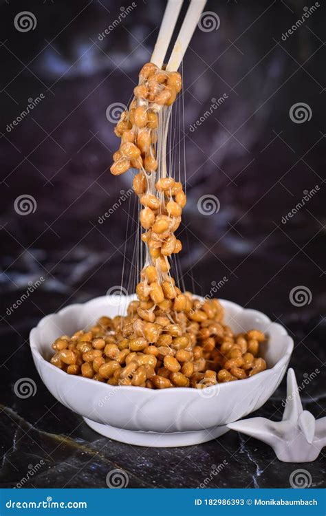 Natto Traditional Japanese Food Made From Fermented Soybeans Stock