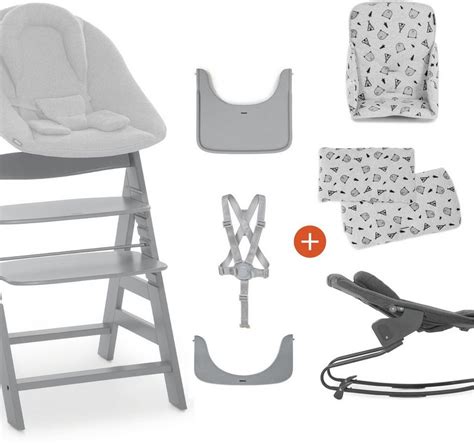 Hauck Hochstuhl Alpha+B All inclusive Set, grey, Motiv nordic grey ...