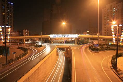 Qingdao East West Expressway Night Stock Photo Image Of Qingdao