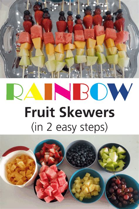 How to make rainbow fruit skewers in two easy steps! - My Silly Squirts