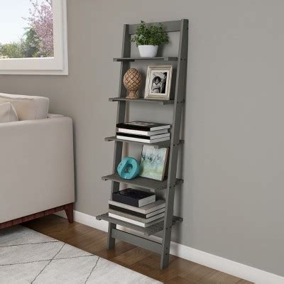 Hastings Home Tier Leaning Ladder Bookshelf Gray Target