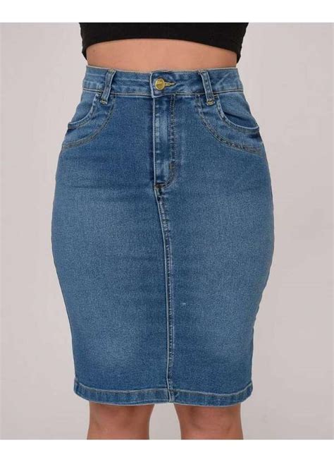 Saia Jeans Secret Ria Ao Shyros Azul Madame Geri