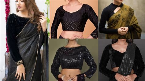 Beautiful Black Colour Full Sleeves Blouse Designs Black Saree Blouse