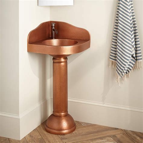 Hammered Copper Corner Pedestal Sink Pedestal Sink Bathroom Corner Pedestal Sink Pedestal Sink