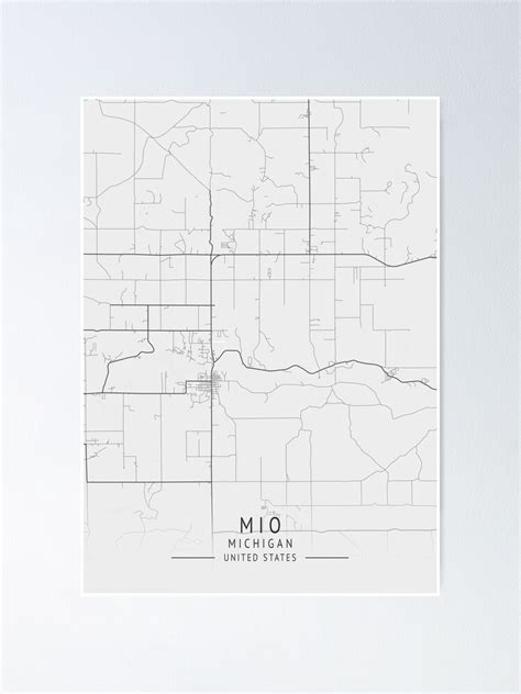 Mio Michigan Us Gray City Map Poster For Sale By Ctmapprint