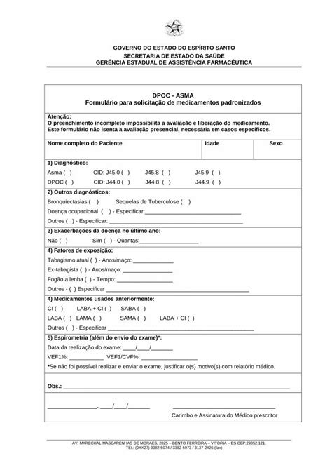 Pdf Dpoc Asma Formul Rio Para Solicita O De Pdf Filegoverno Do