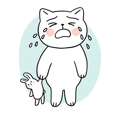 Premium Vector | Cartoon cute cat crying vector