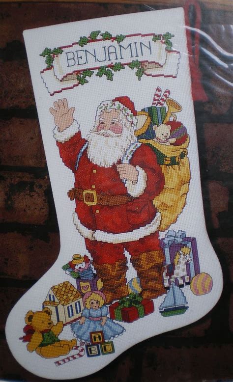 Sunset / Carol McAulay 1992 “Santa Greeting Stocking” Counted … | Cross ...